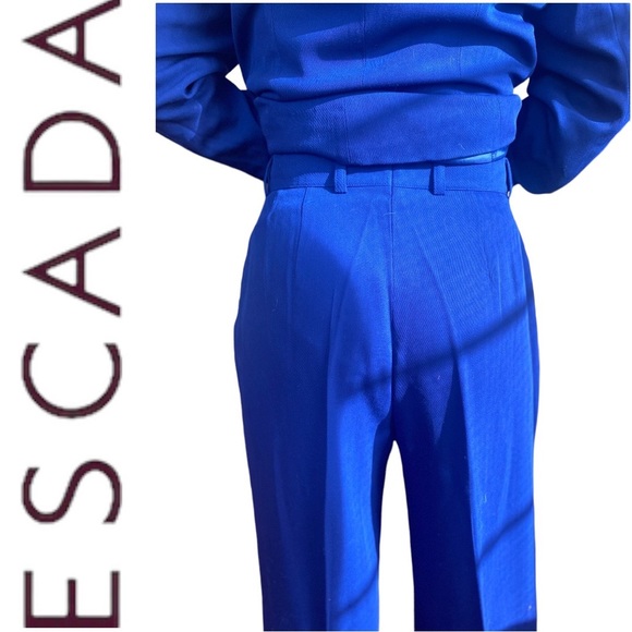 Vintage Escada blue Gitane Pant Suit with 
Blazer Size 38 German - Picture 9 of 13